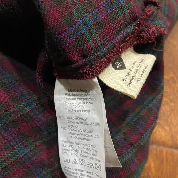 Madewell Red Green Plaid Checkered Lightweight Flannel Women's Size Small - Picture 10 of 10